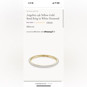 Kendra Scott Angelina Diamond Band 14k Yellow Gold SZ 6